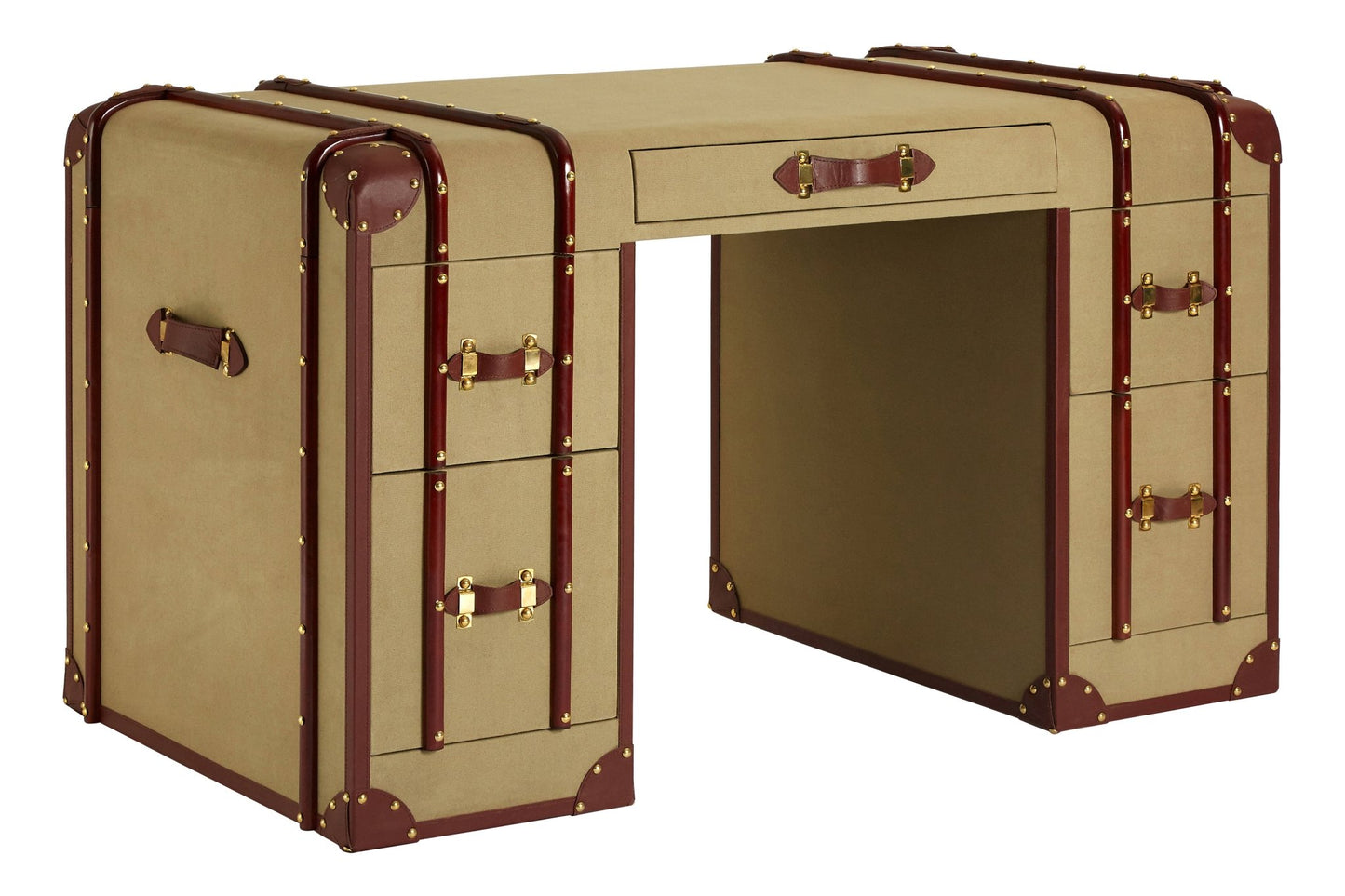 Caren Leather Trim Canvas Desk - Skandi London