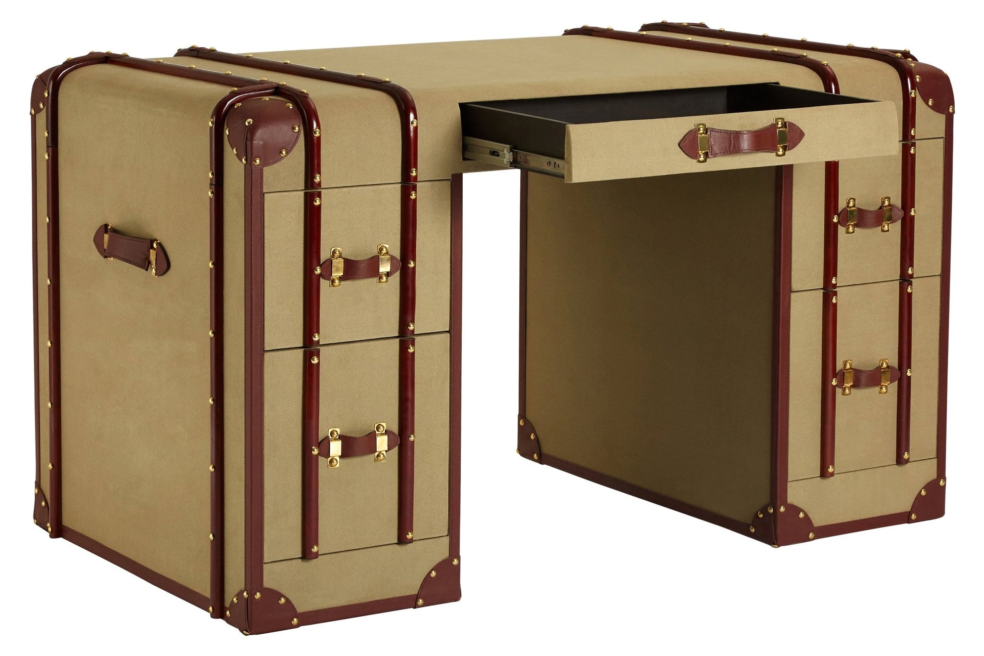 Caren Leather Trim Canvas Desk - Skandi London