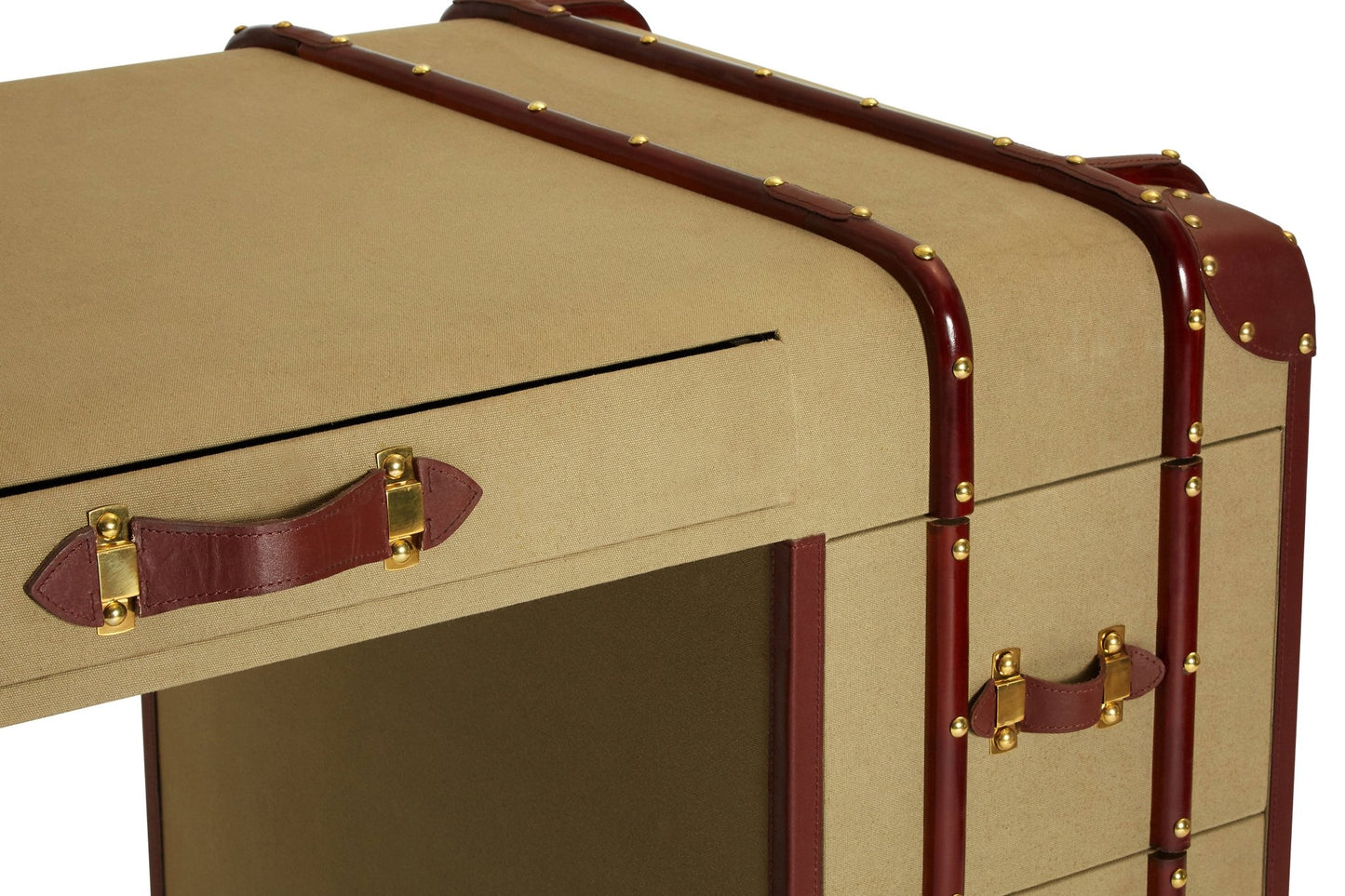 Caren Leather Trim Canvas Desk - Skandi London
