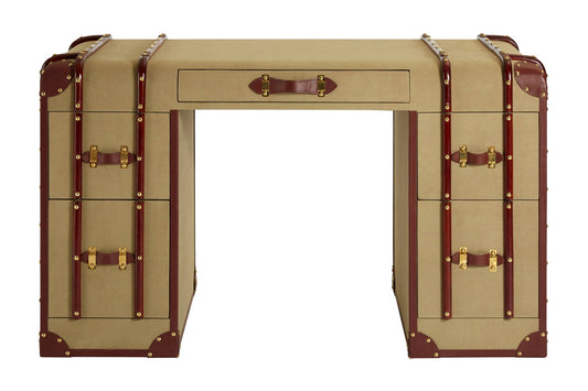 Caren Leather Trim Canvas Desk - Skandi London