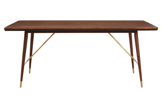Harald Walnut Wood And Brass Finish Dining Table - Skandi London