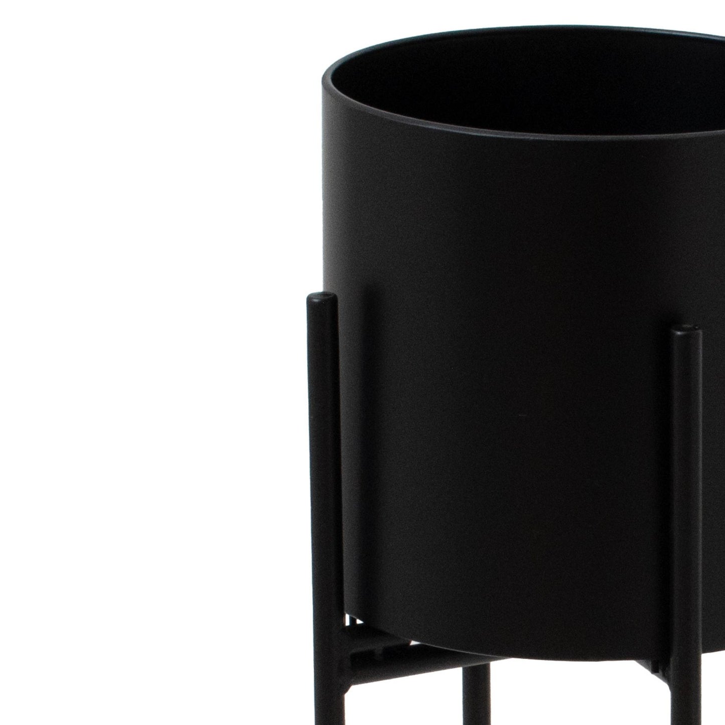 Skandi London Matt Black Cylindrical Planter On Black Frame - Skandi London