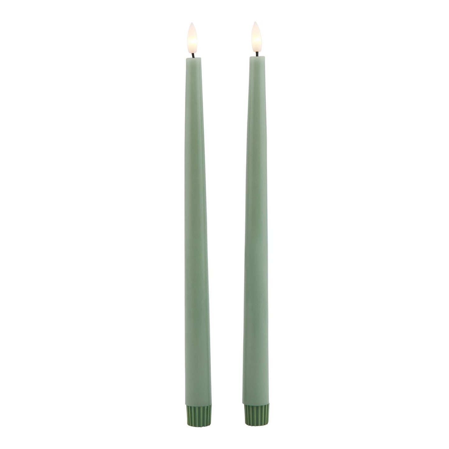 Luksus Collection S/2 Sage LED Wax Dinner Candles - Skandi London