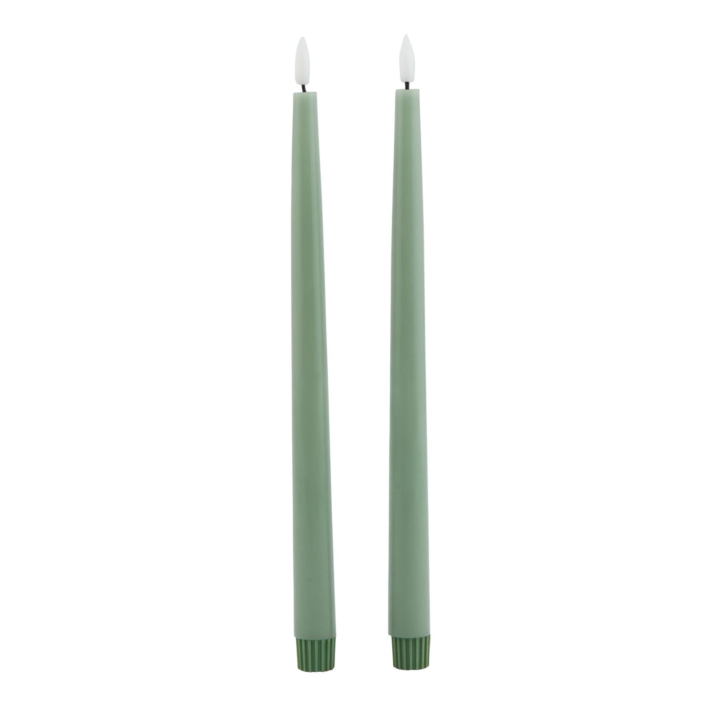 Luksus Collection S/2 Sage LED Wax Dinner Candles - Skandi London
