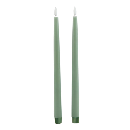Luksus Collection S/2 Sage LED Wax Dinner Candles - Skandi London