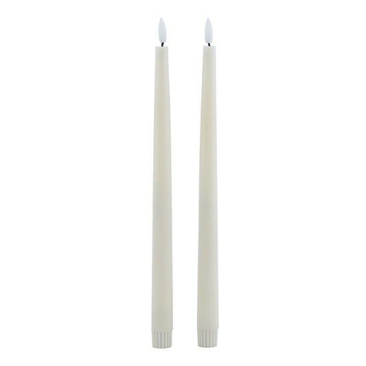 Luksus Collection S/2 Taupe LED Wax Dinner Candles - Skandi London