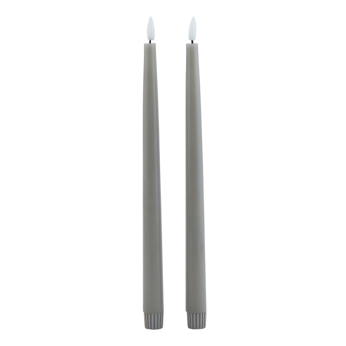Luksus Collection S/2 Grey LED Wax Dinner Candles - Skandi London