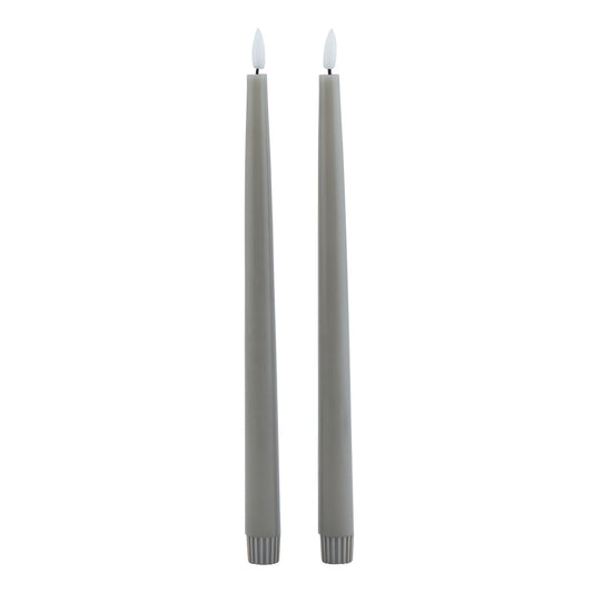 Luksus Collection S/2 Grey LED Wax Dinner Candles - Skandi London