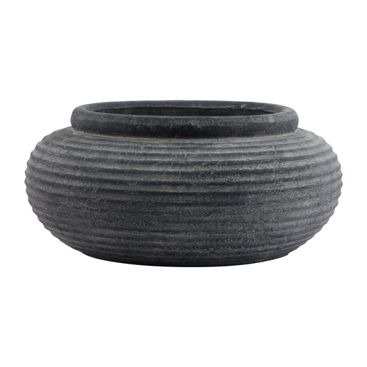 Malmo Grey Round Ribbed Planter - Skandi London