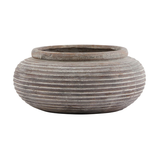 Lofoten Brown Round Ribbed Planter - Skandi London