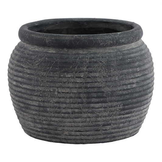 Malmo Grey Rimmed Large Plant Pot - Skandi London