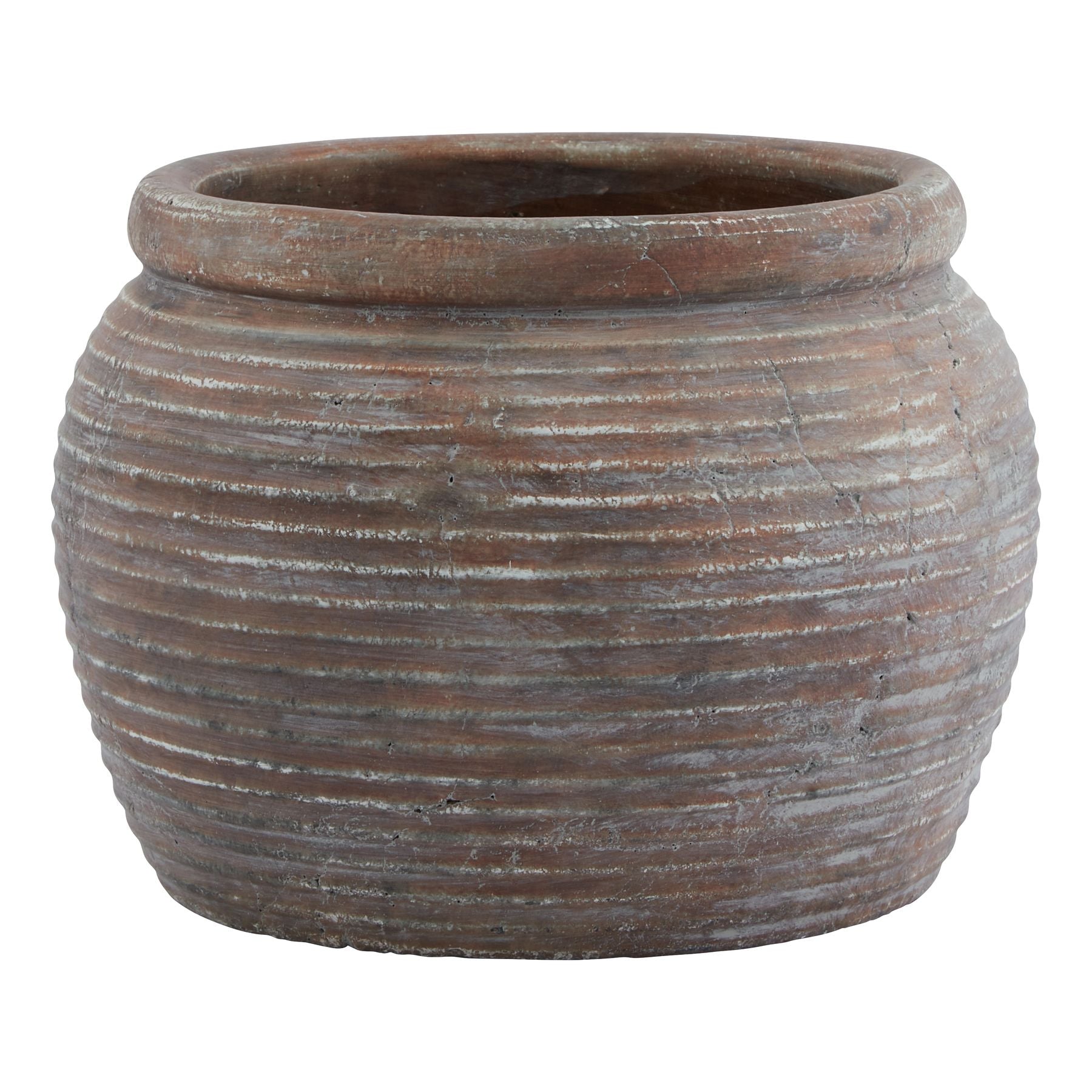 Lofoten Brown Diameter Rimmed Plant Pot - Skandi London