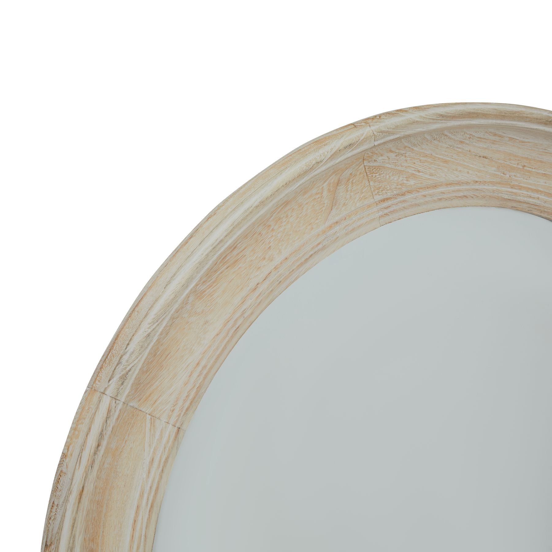 Skandi London Washed Wood Round Framed Mirror - Skandi London