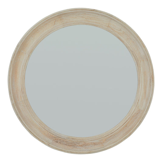 Skandi London Washed Wood Round Framed Mirror - Skandi London