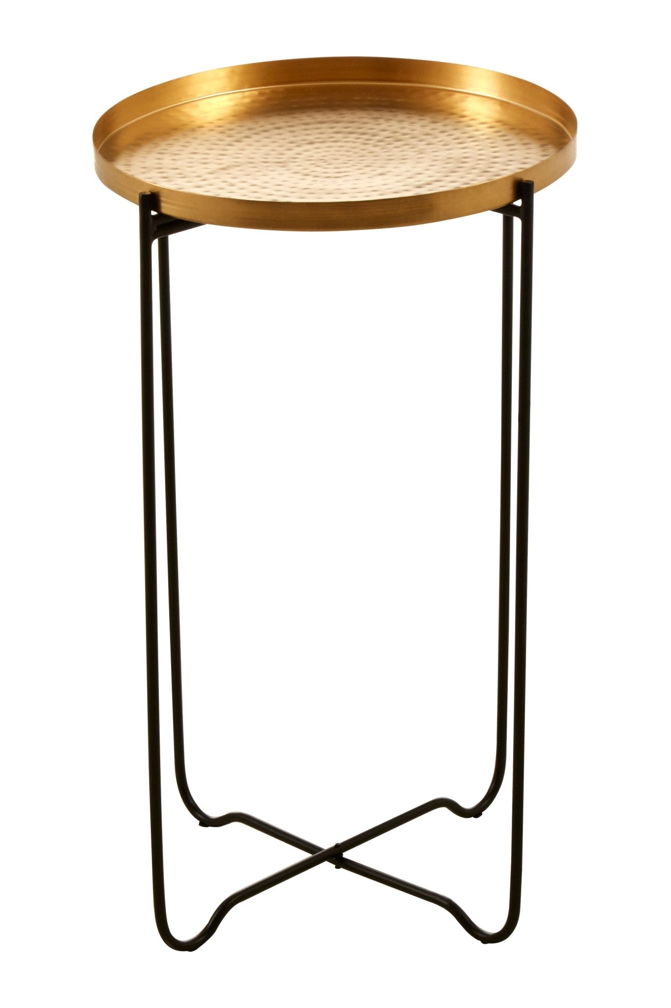 Queron Gold Finish Round Top Side Table - Skandi London
