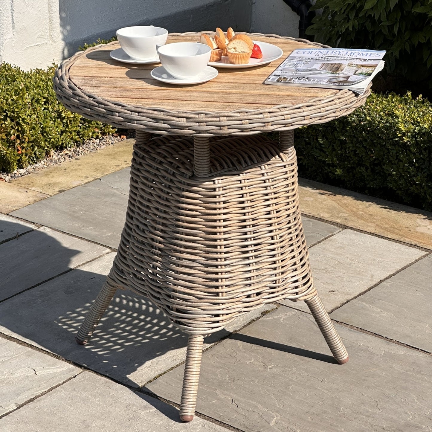 Amalfi Collection Outdoor Bistro Table With Wood Top - Skandi London