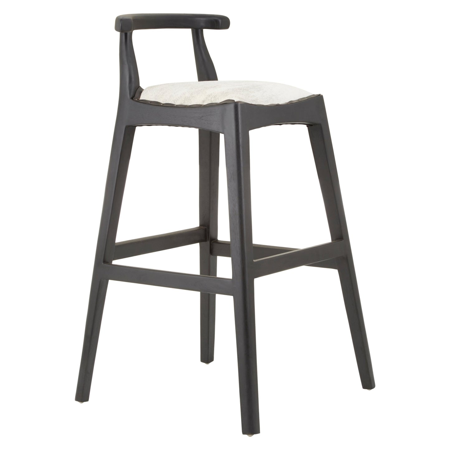 Hansel White Leather And Teak Bar Stool - Skandi London