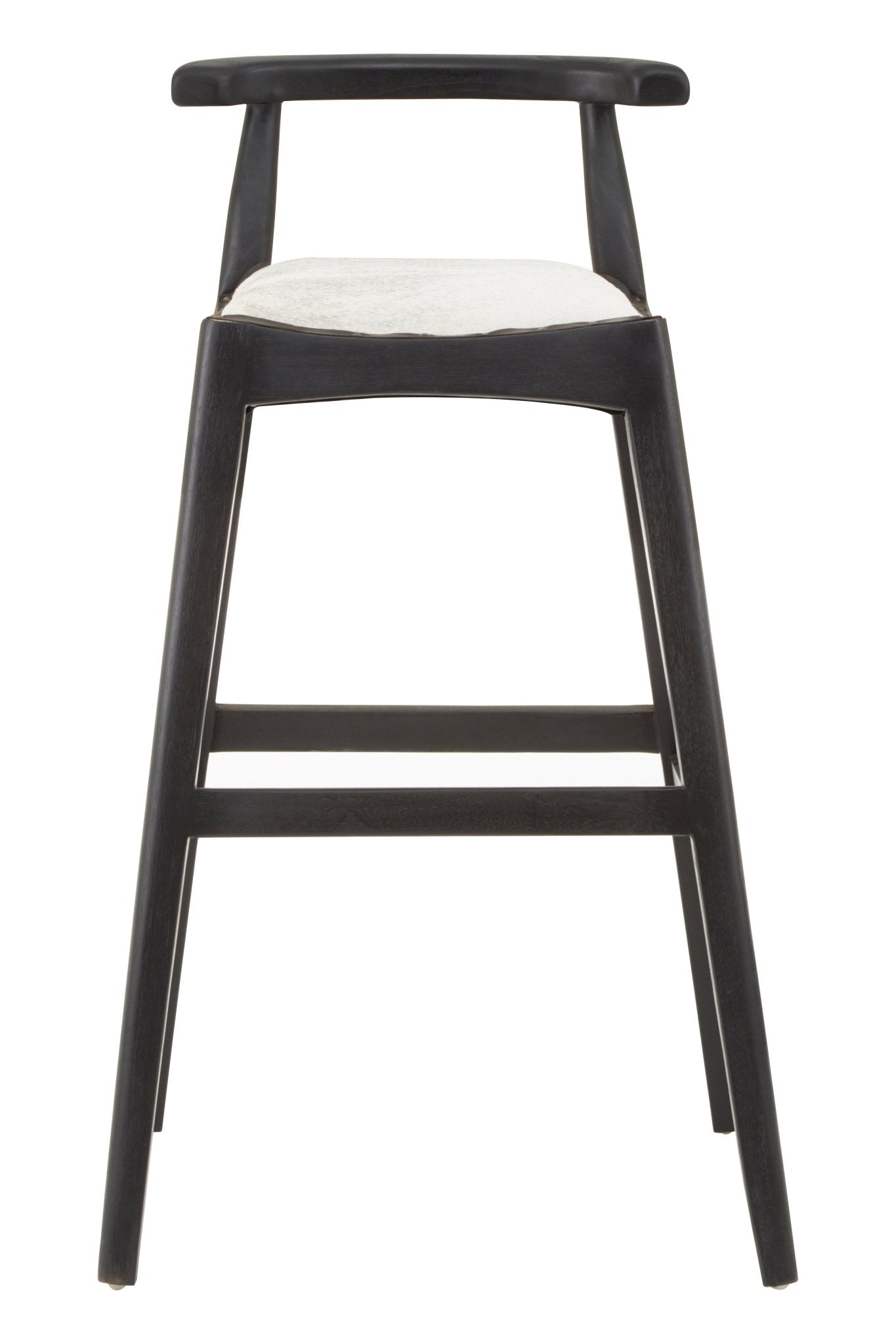 Hansel White Leather And Teak Bar Stool - Skandi London