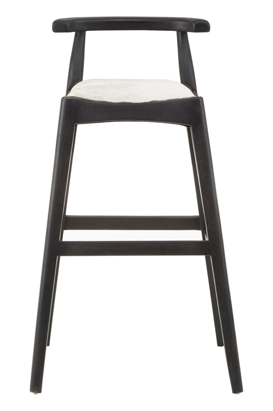 Hansel White Leather And Teak Bar Stool - Skandi London