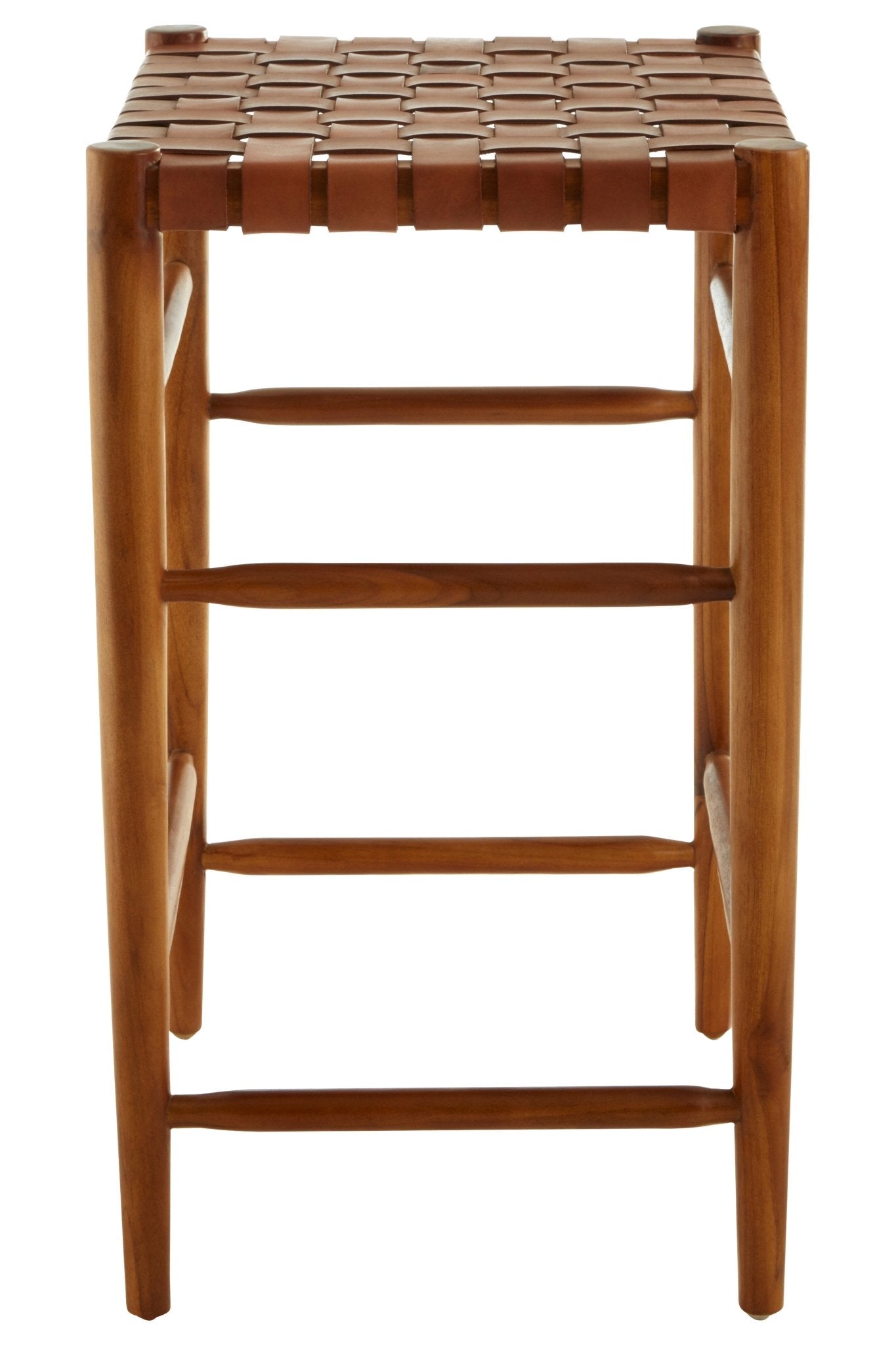 Hansel Brown Leather Strap Barstool - Skandi London