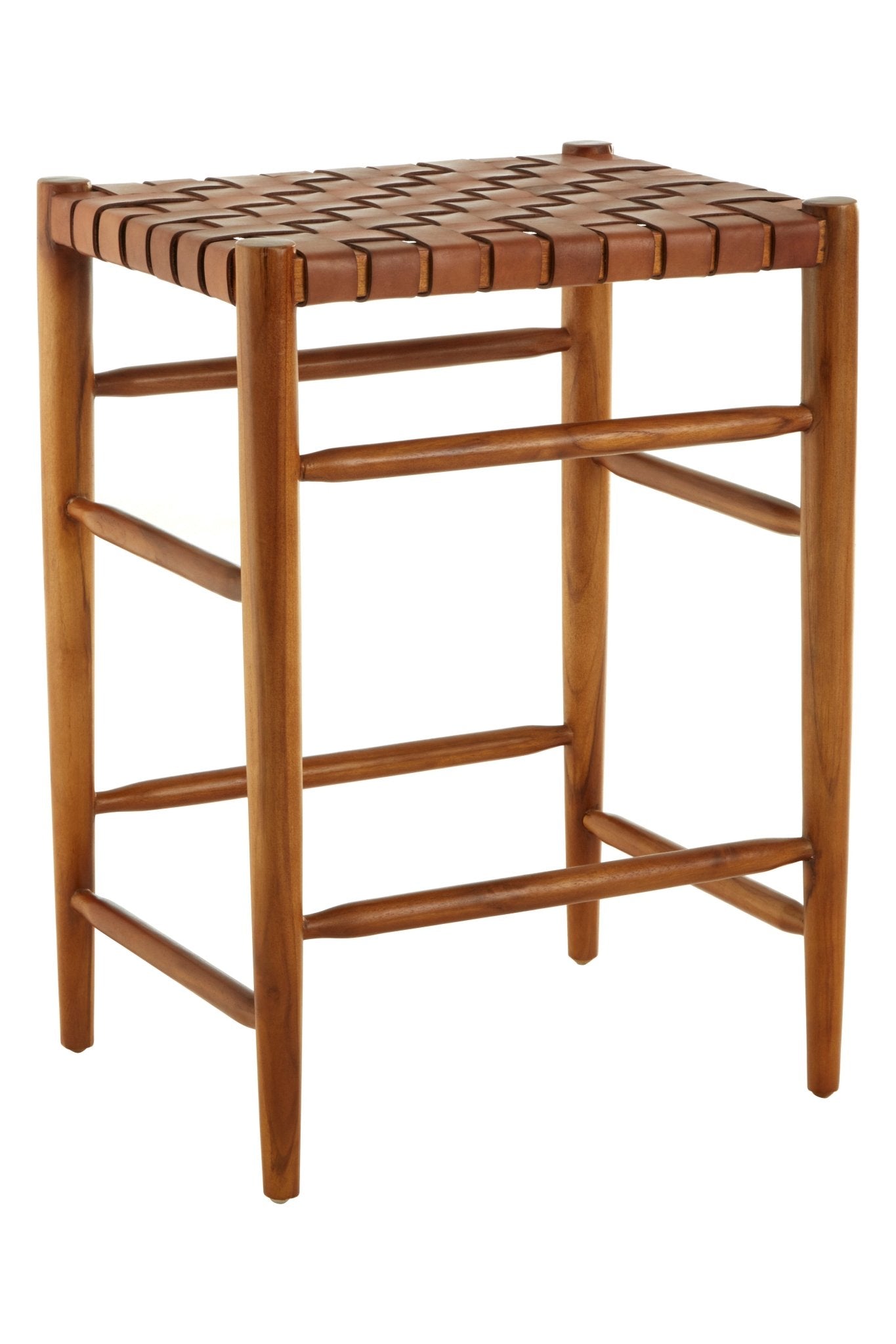 Hansel Brown Leather Strap Barstool - Skandi London