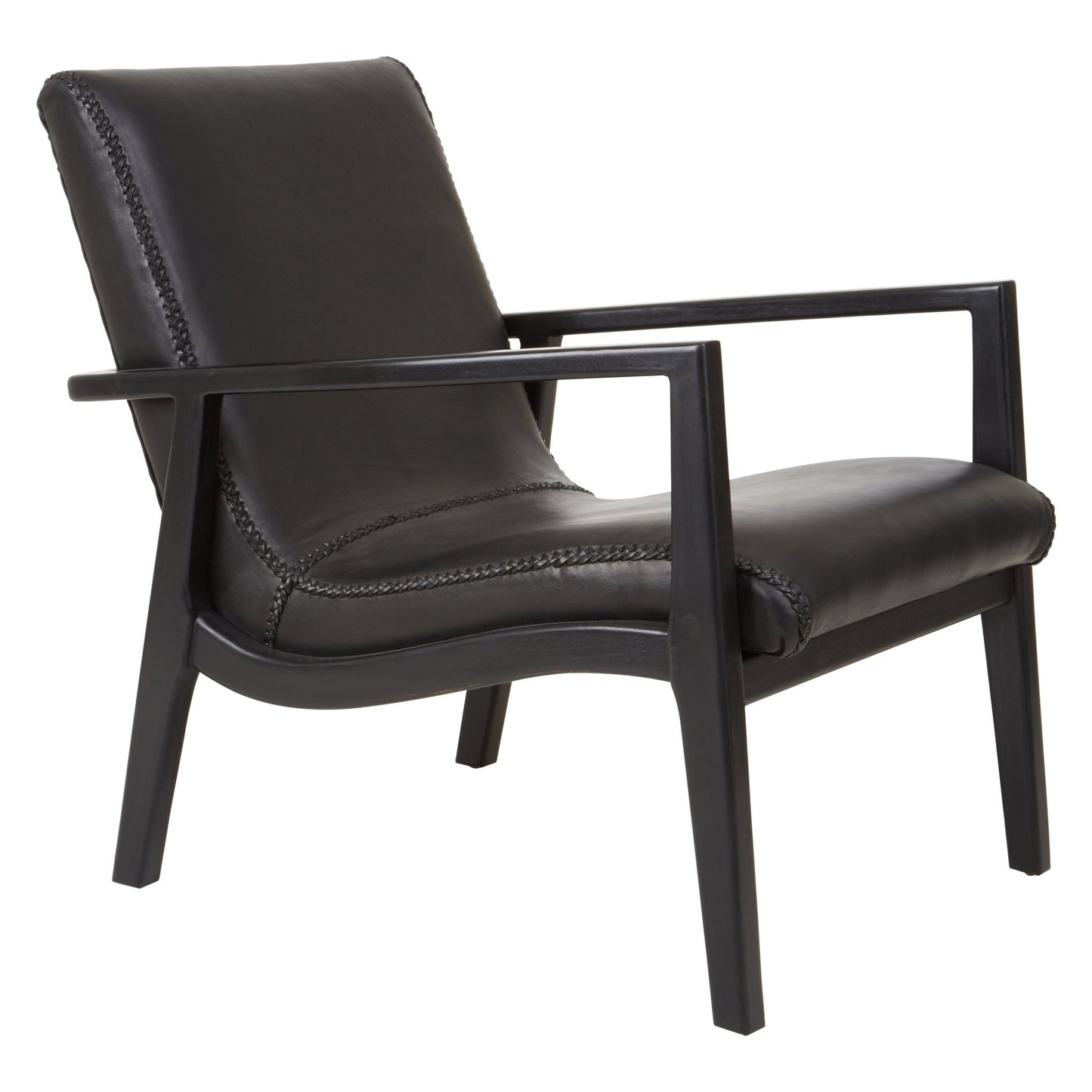 Hansel Black Leather And Black Teak Wood Chair - Skandi London