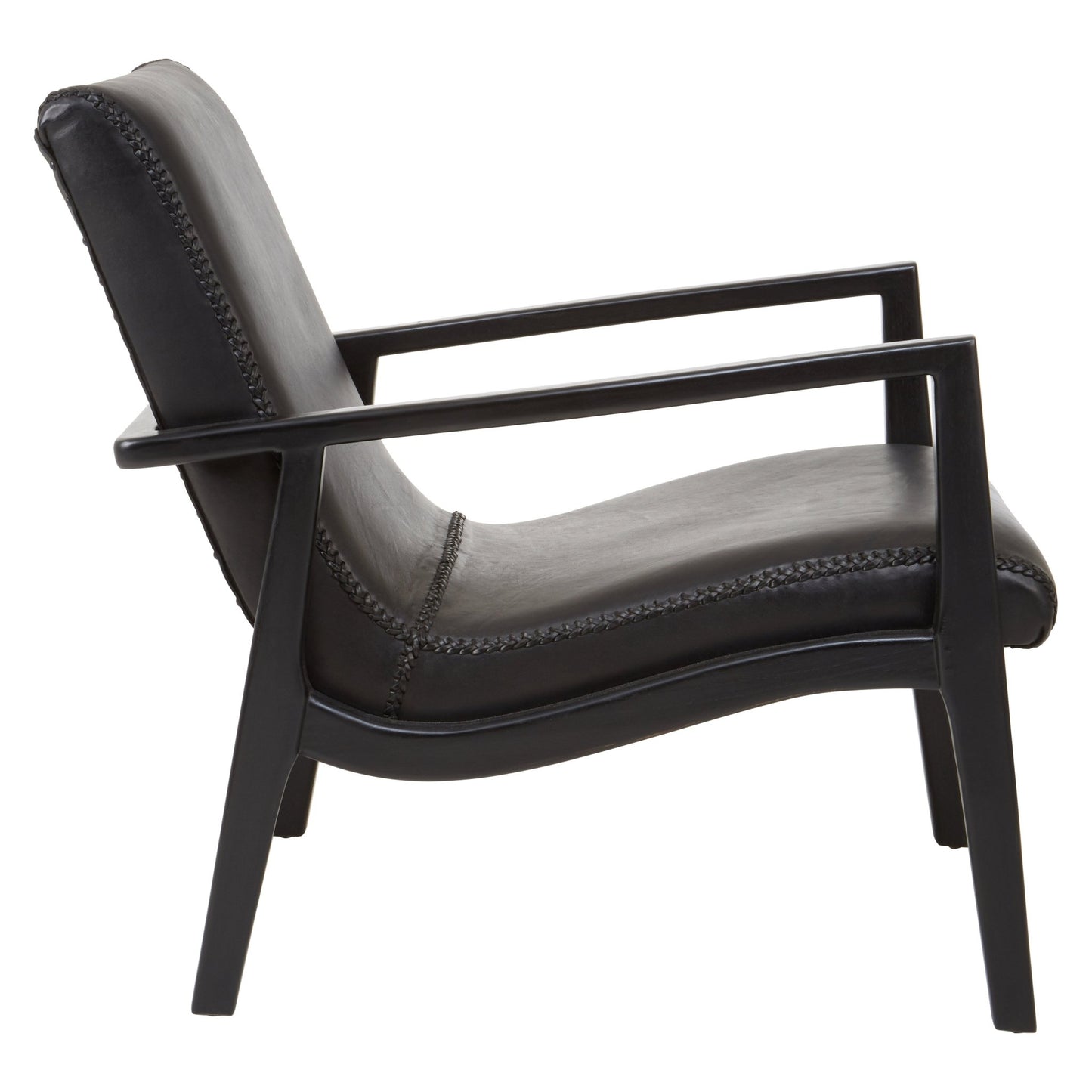 Hansel Black Leather And Black Teak Wood Chair - Skandi London