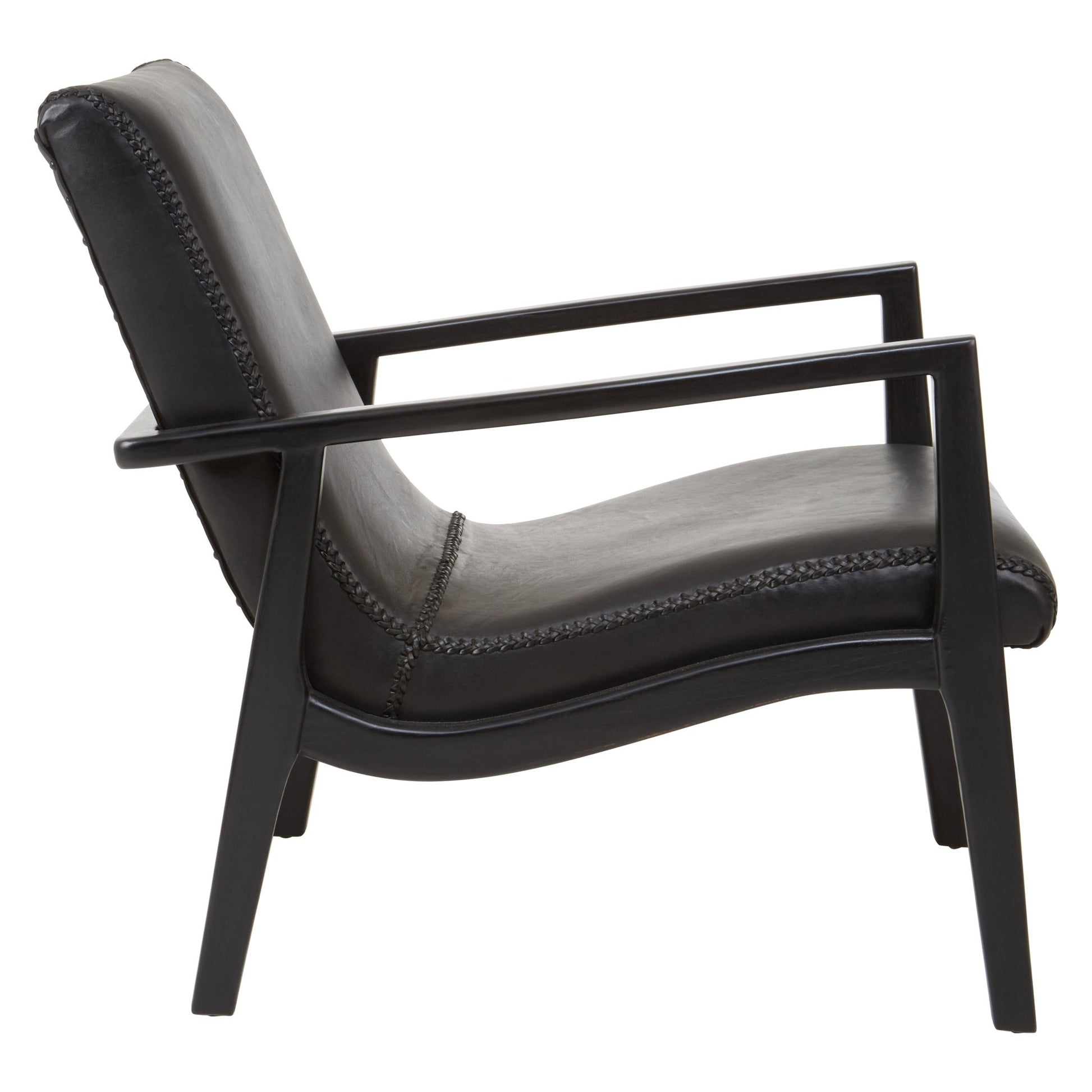 Hansel Black Leather And Black Teak Wood Chair - Skandi London