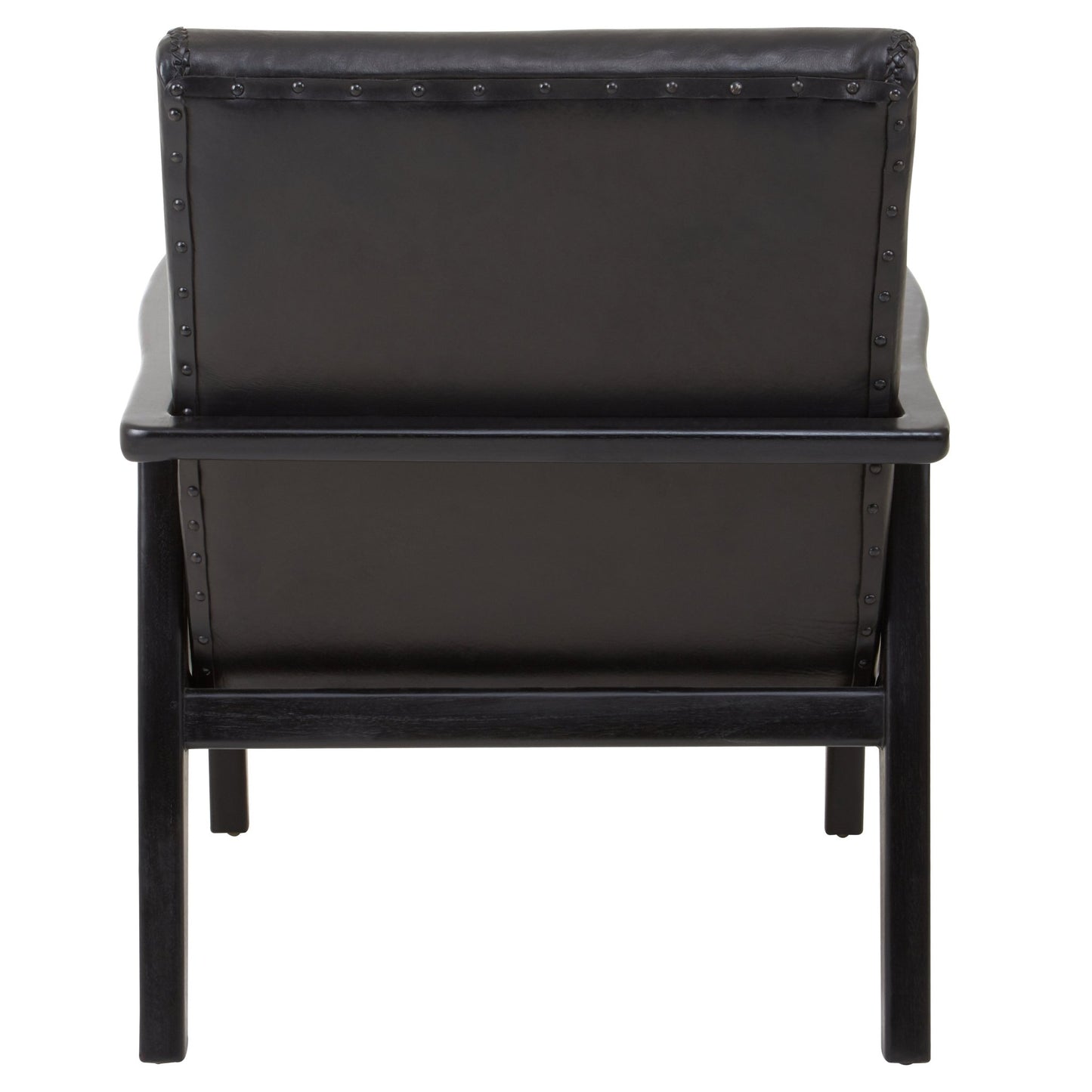 Hansel Black Leather And Black Teak Wood Chair - Skandi London