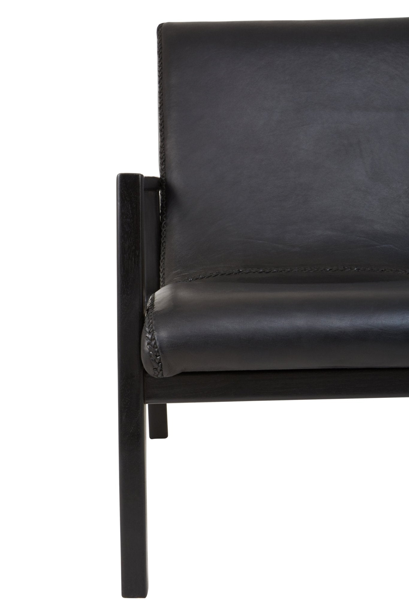 Hansel Black Leather And Black Teak Wood Chair - Skandi London