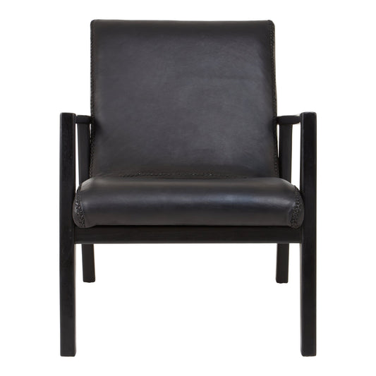 Hansel Black Leather And Black Teak Wood Chair - Skandi London