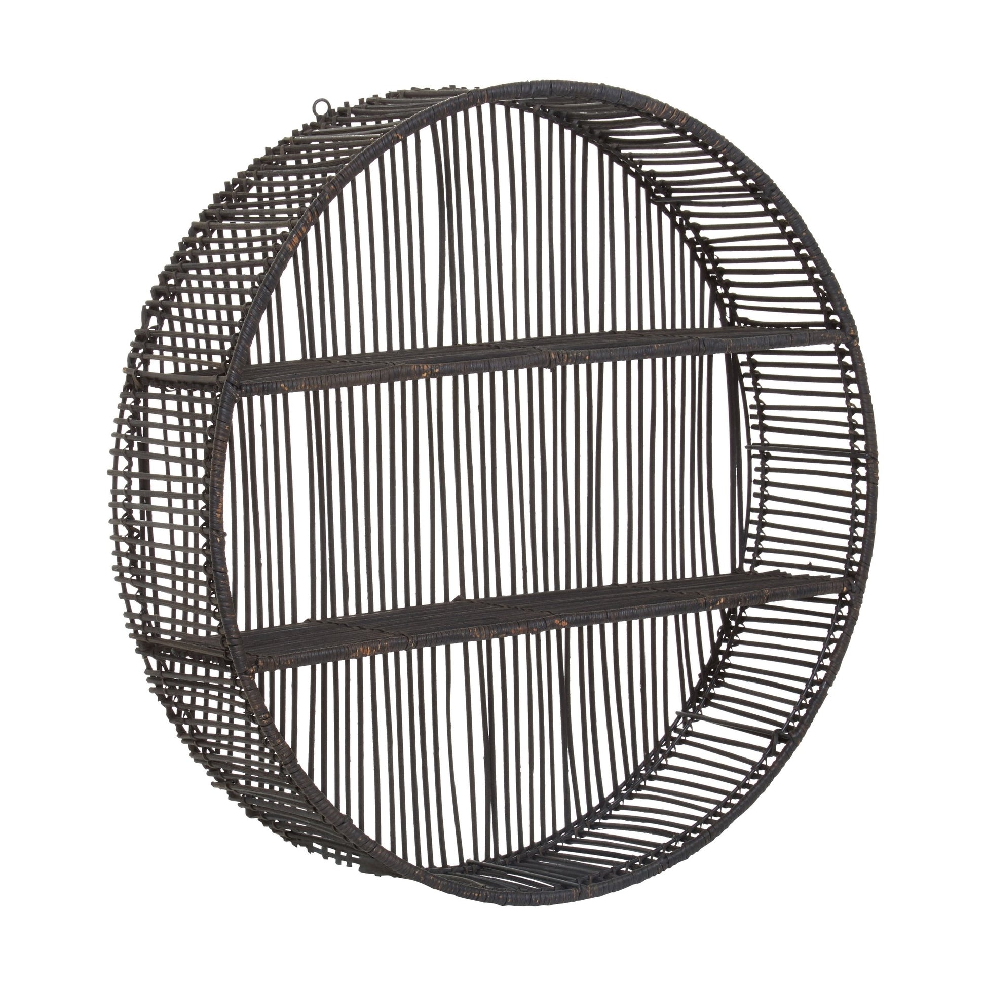 Barbro Large Black Rattan Wall Shelf - Skandi London