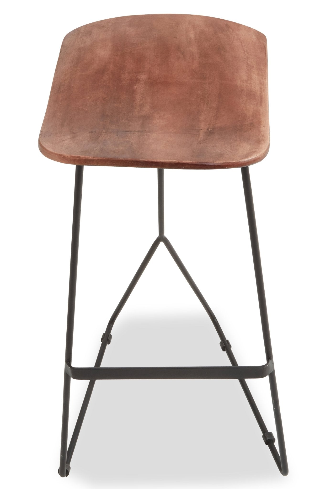 Kirby Distressed Brown Leather Bar Stool - Skandi London