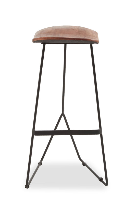 Kirby Distressed Brown Leather Bar Stool - Skandi London