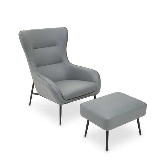 Halle Grey Armchair And Footstool - Skandi London