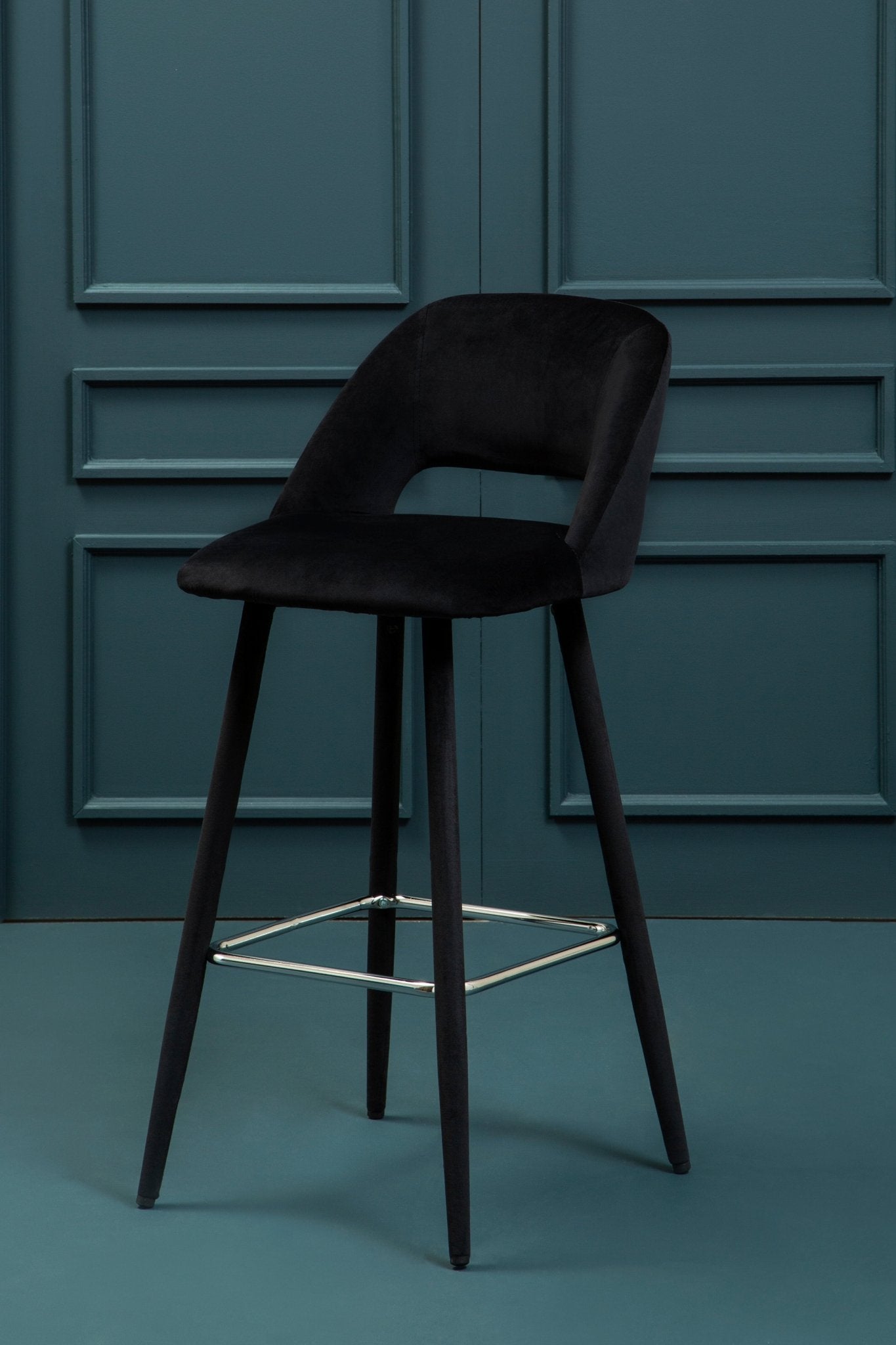 Signe Black Velvet Bar Chair - Skandi London