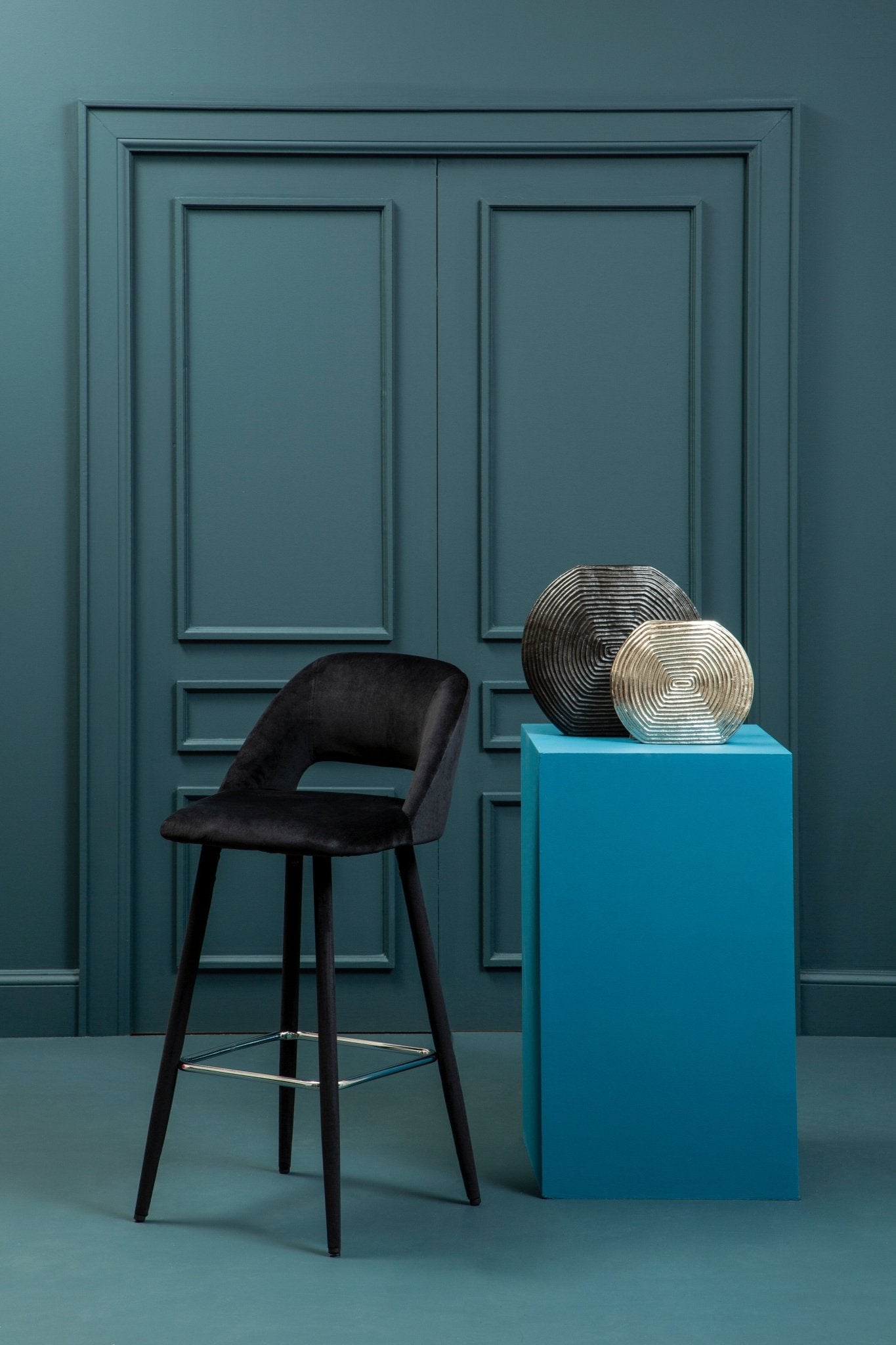 Signe Black Velvet Bar Chair - Skandi London