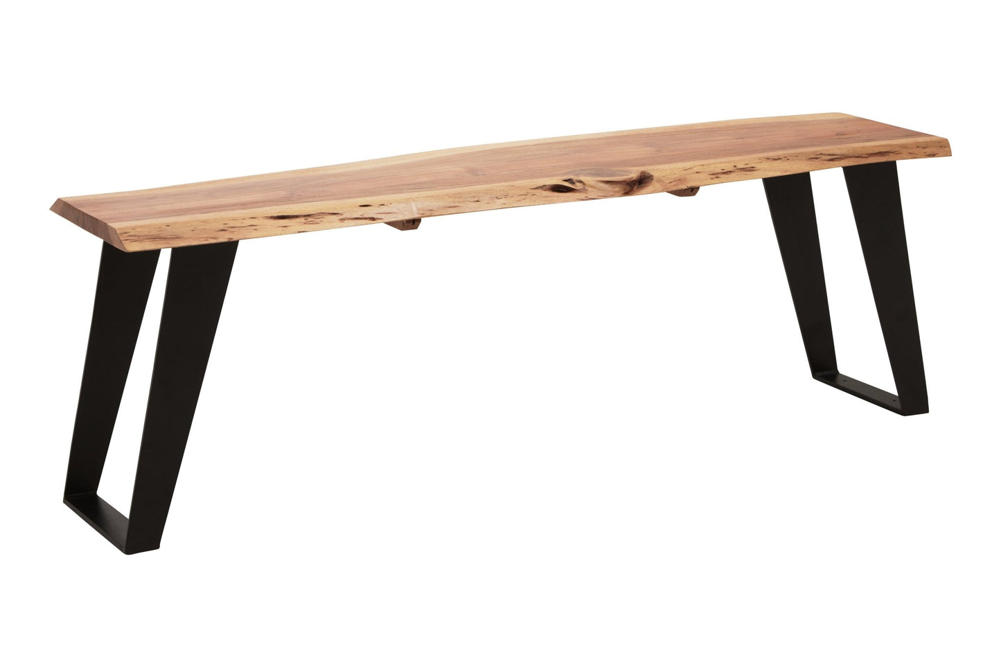 Pippi Acacia Wood And Looped Iron Base Bench - Skandi London