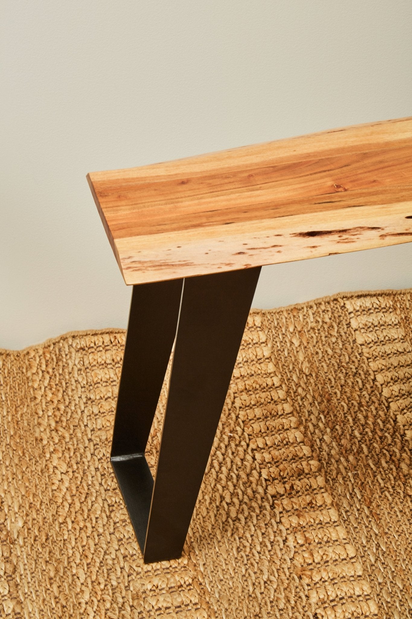 Pippi Acacia Wood And Looped Iron Base Bench - Skandi London