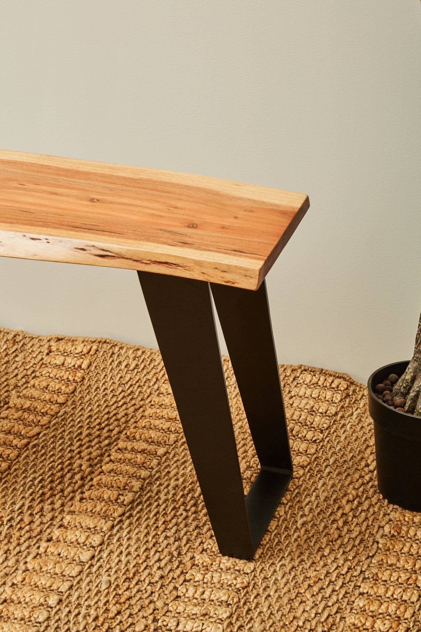 Pippi Acacia Wood And Looped Iron Base Bench - Skandi London