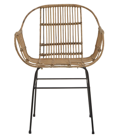Gunner Natural Rattan With Black Metal Armchair Chair - Skandi London