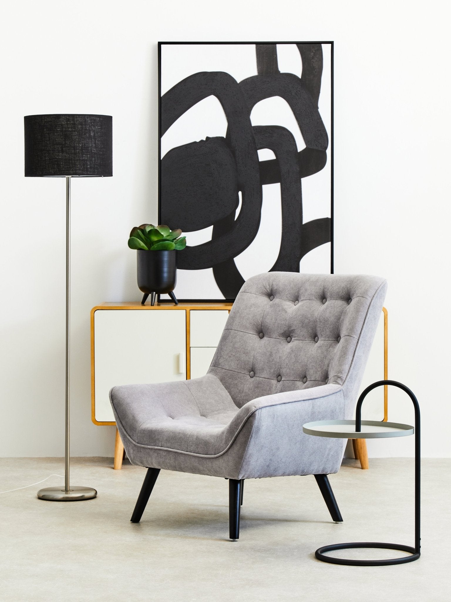 Rica Grey And Black Hanging Top Side Table - Skandi London