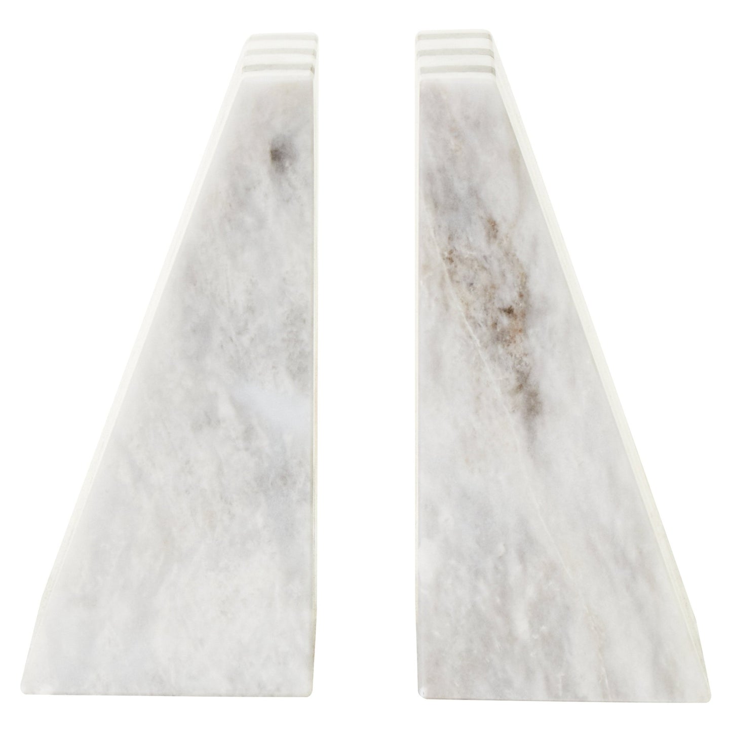 Peder Set of Two Striped White Marble Bookends - Skandi London