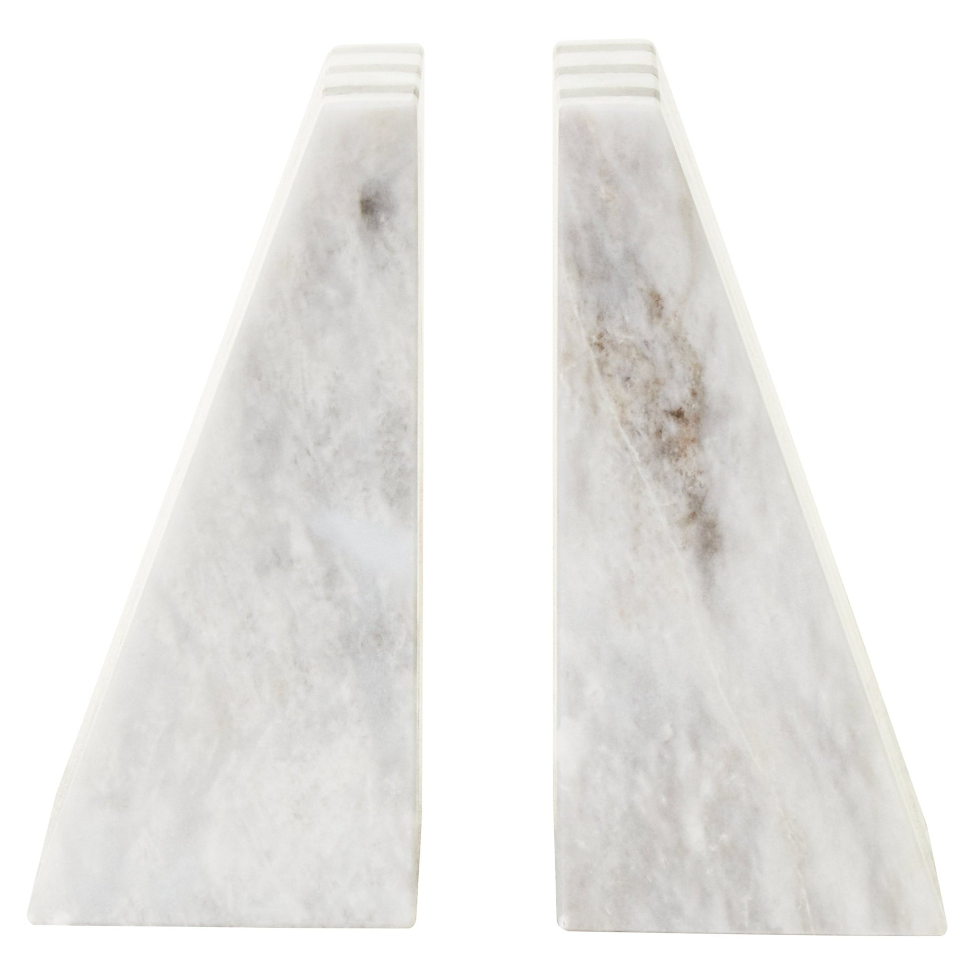 Peder Set of Two Striped White Marble Bookends - Skandi London
