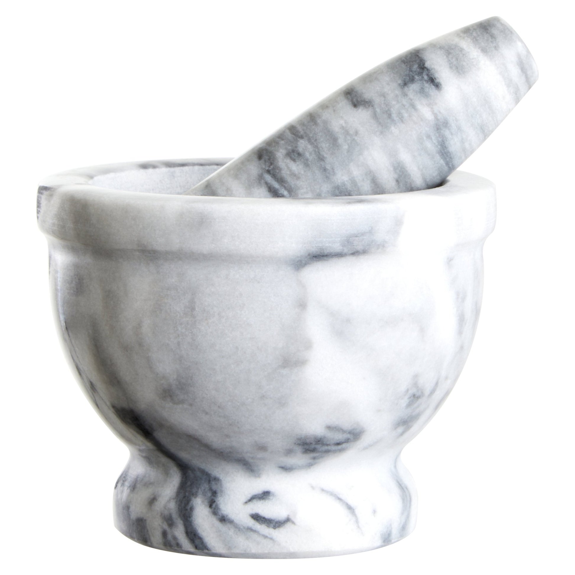 Mikele Grey Marble Mortar And Pestle With Rim - Skandi London