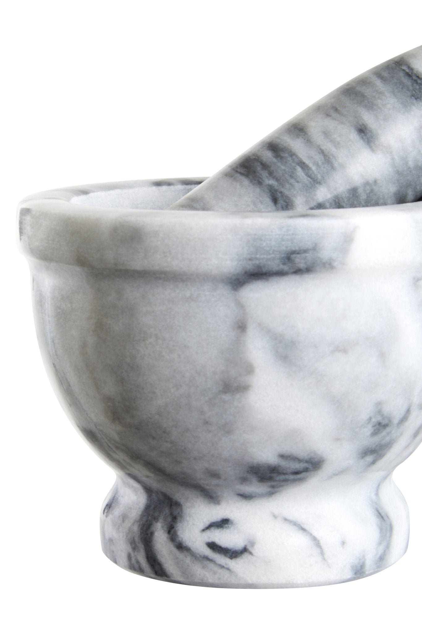 Mikele Grey Marble Mortar And Pestle With Rim - Skandi London