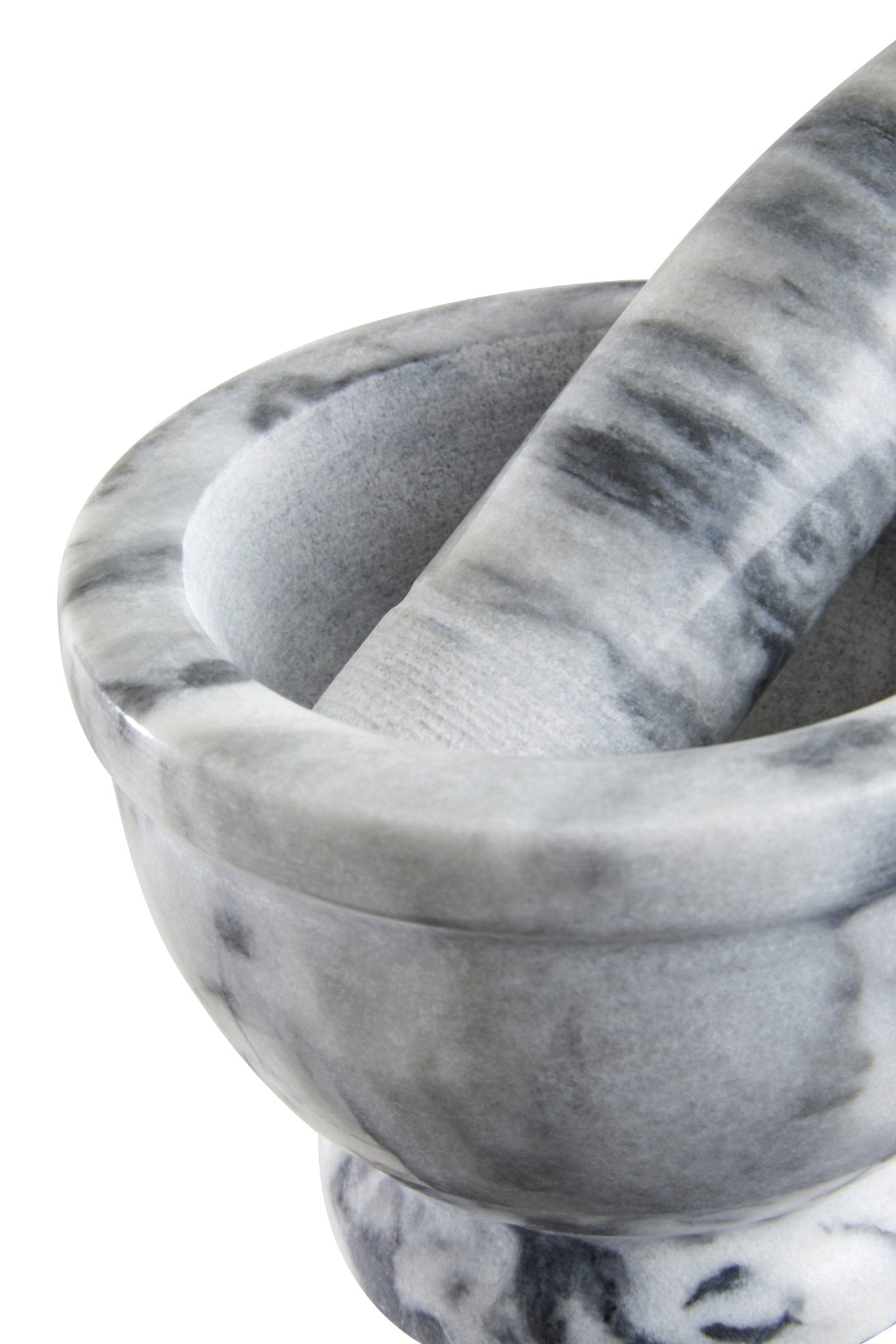 Mikele Grey Marble Mortar And Pestle With Rim - Skandi London