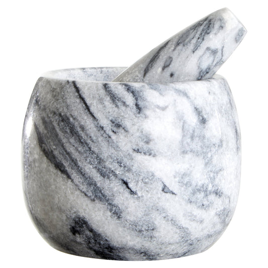 Mikele Grey Marble Clean Sided Mortar And Pestle - Skandi London