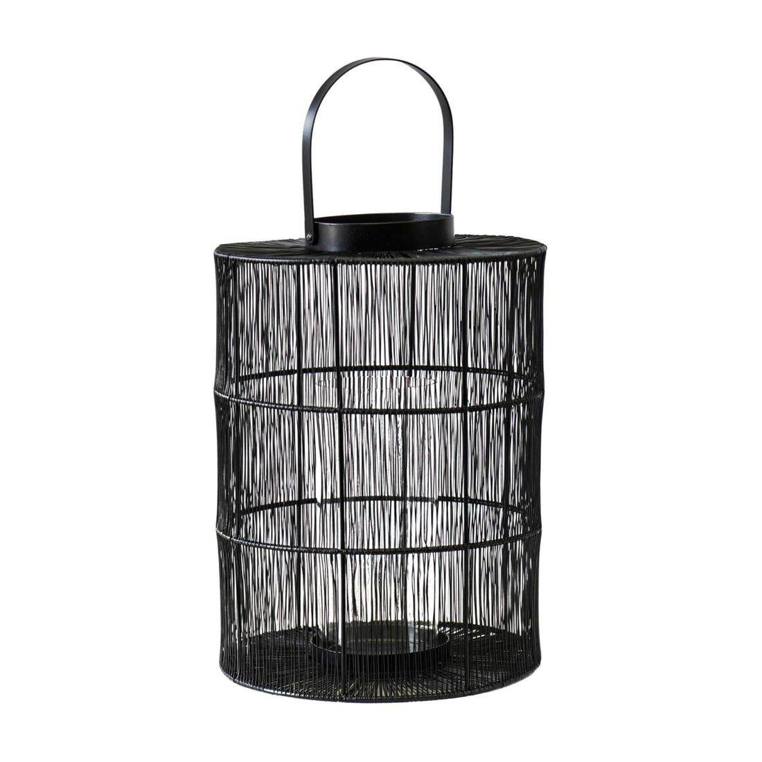 Vega Wirework Lantern with Glass Insert Black - Large - Skandi London