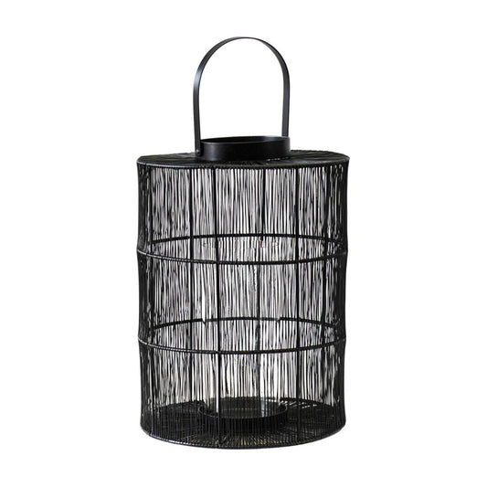 Vega Wirework Lantern with Glass Insert Black - Large - Skandi London